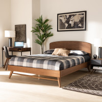 Baxton Studio MG-2200-1-Ash Walnut-Full Baxton Studio Keagan Mid-Century Modern Transitional Walnut Brown Finished Wood Full Size Platform Bed